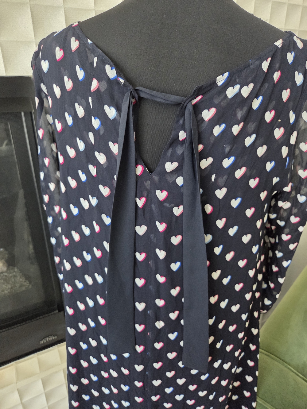 Claudie Perlot $265 Rififi Black Mini Dress Heart Print Back Bow Size 38 - US 8 - Picture 7 of 15